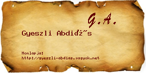 Gyeszli Abdiás névjegykártya